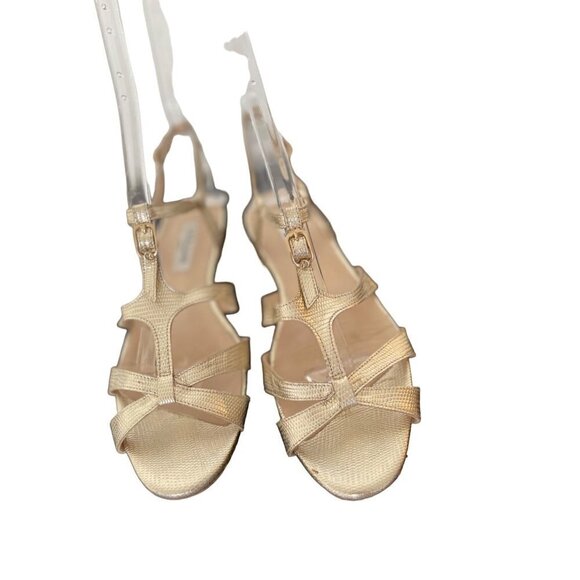 LK Bennett womens shoes pale gold strappy flat sandals beautiful condition size - Picture 1 of 7